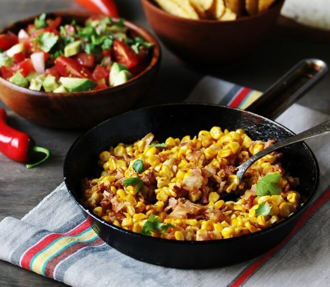 Make a delicious dish with sweet corn and bacon